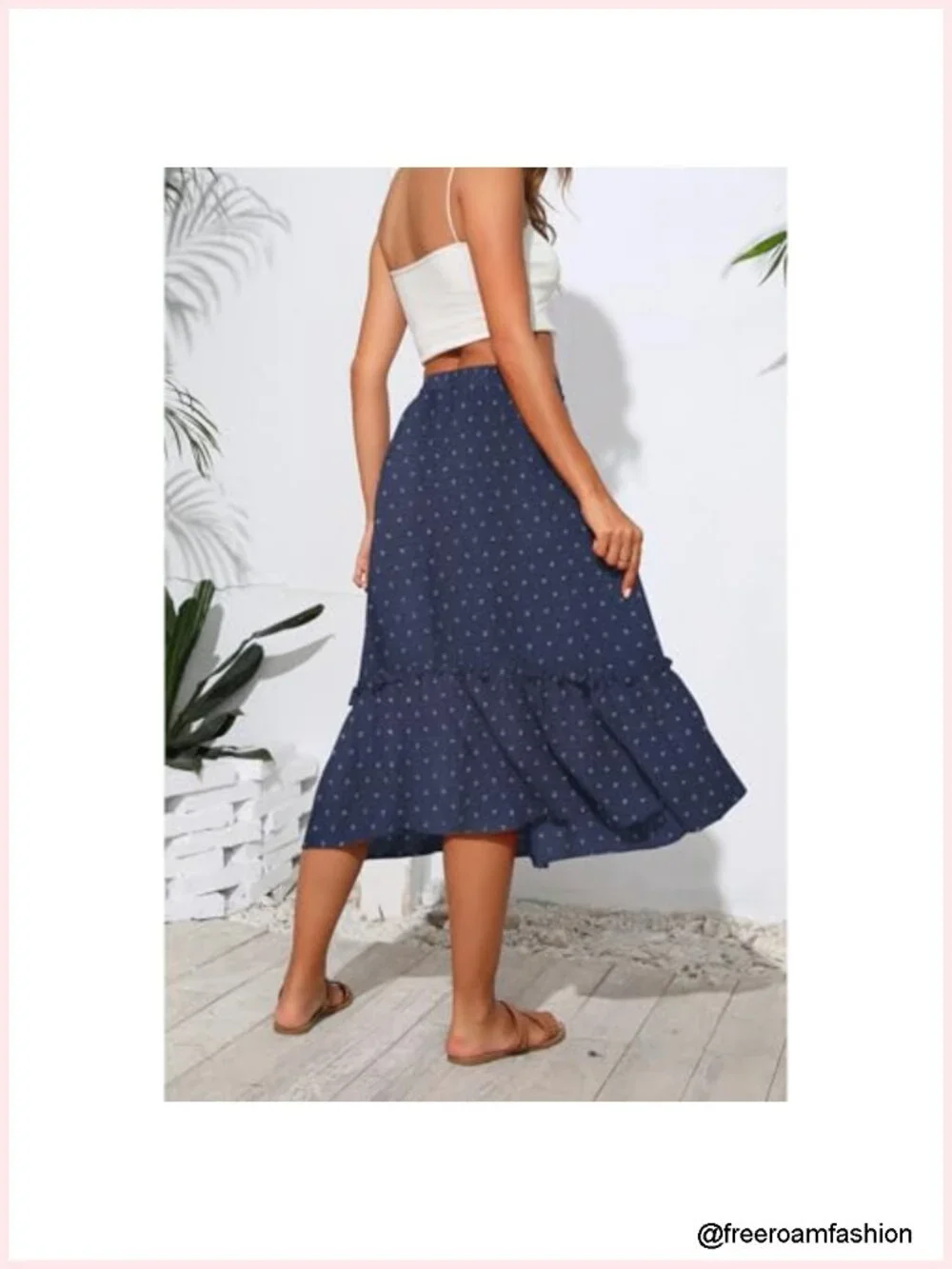High Waist Tiered Skirts for Women Flowy Long with Pockets Elastic Waist A-Line